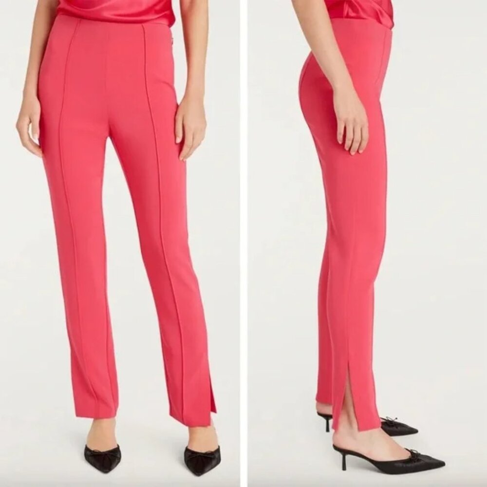 CINQ A SEPT BRIANNE PANTS HIGH RISE SLEEK FLAT FRONT SLIM TROUSER SPLIT HEM sz 0